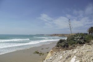 La Playa Fuente del Gallo es una playa recorrida por un abrupto acantilado, donde desaparece por completo la arena durante la marea alta. Resulta apta para la práctica del windsurf.